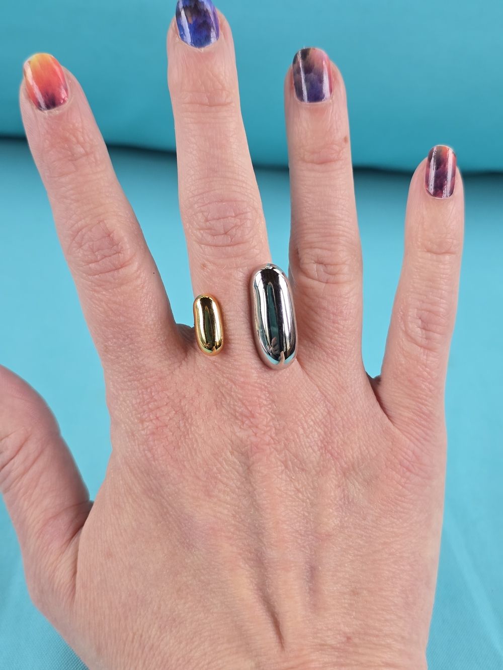 Gold and Silver Adjustable Open Ring